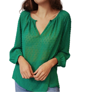 J. CREW Factory Sheer Emerald Green Blouse Size S